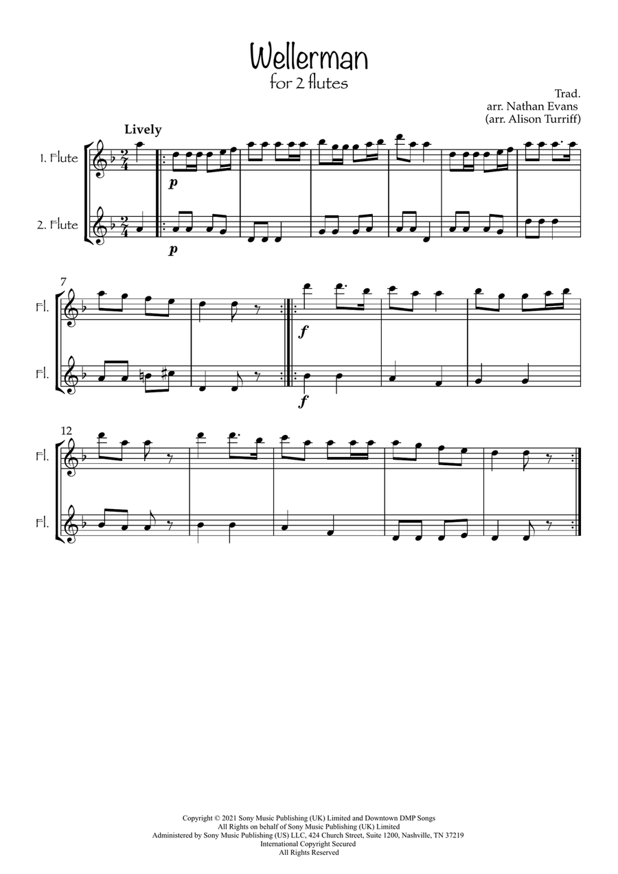 Wellerman Flute Duet scores gallery preview page 2
