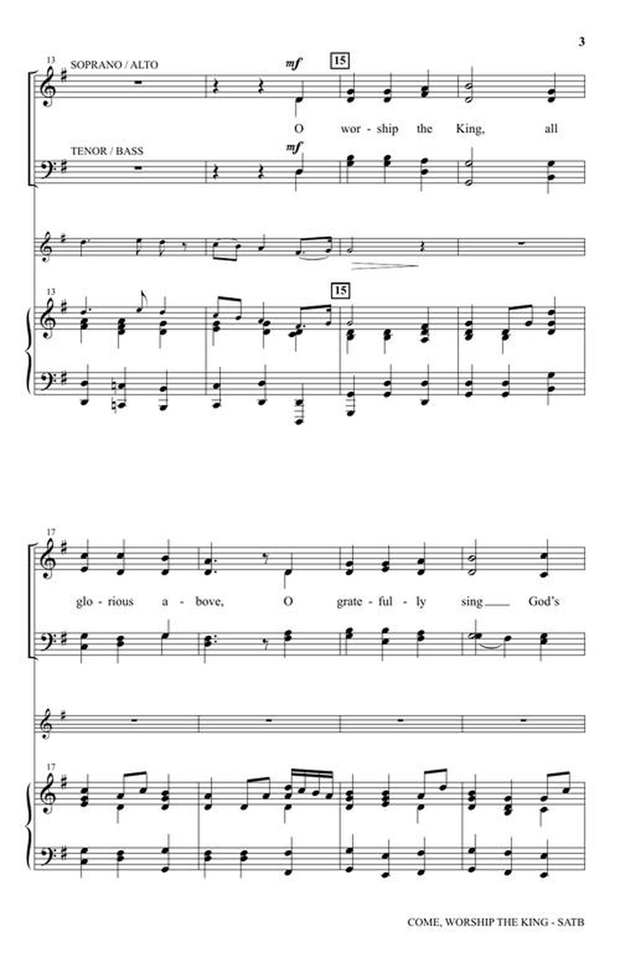Come, Worship The King Come, Worship The King 4-Part scores gallery preview page 3