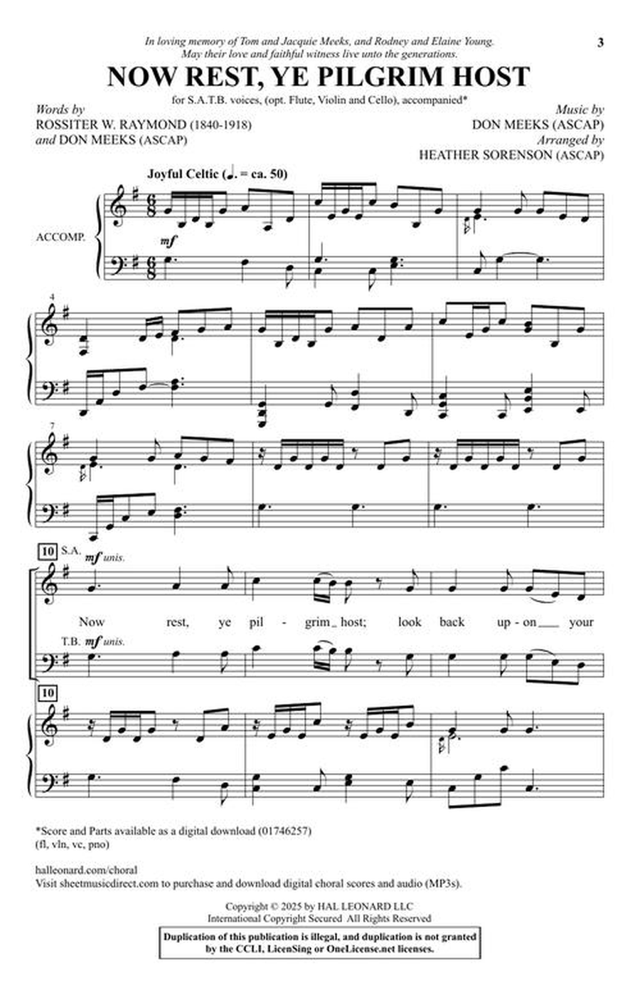 Now Rest, Ye Pilgrim Host 4-Part scores gallery preview page 3