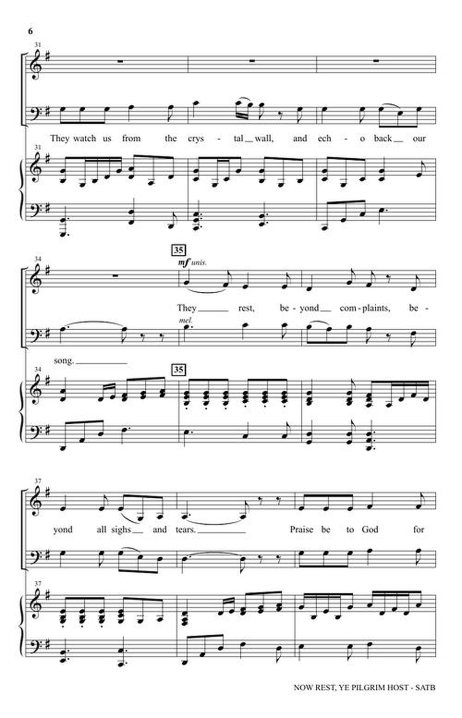 Now Rest, Ye Pilgrim Host 4-Part scores gallery preview page 4