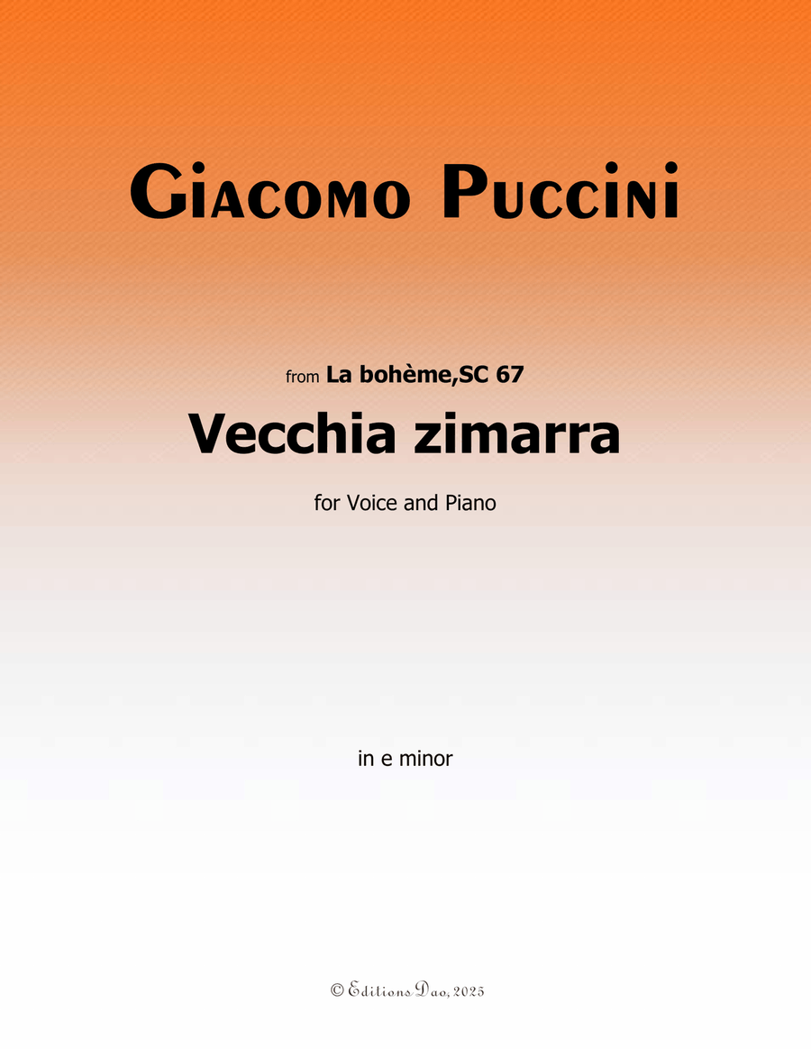 Vecchia zimarra, by Giacomo Puccini, in e minor Piano, Vocal scores gallery preview page 1