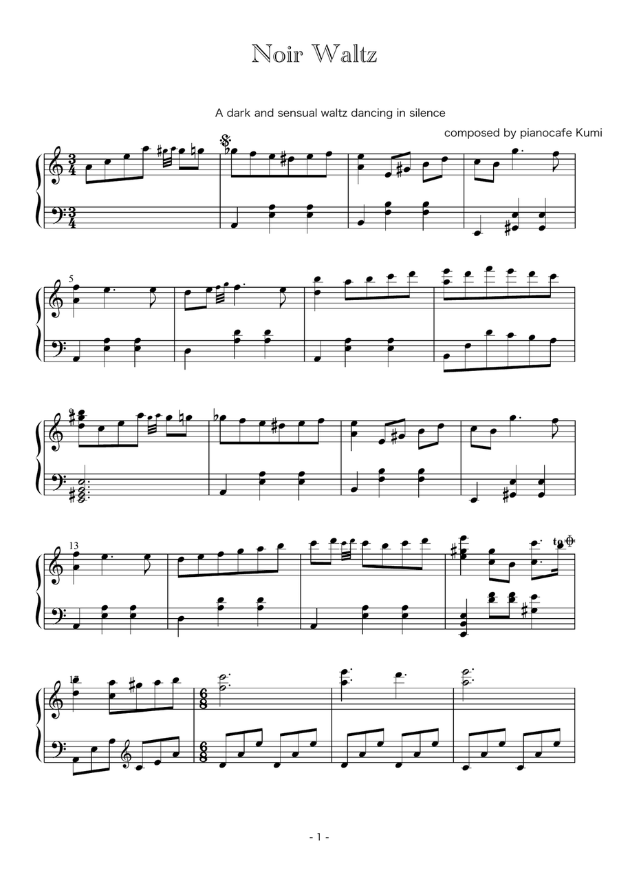 Noir Waltz Noir Waltz Piano Solo scores gallery preview page 1