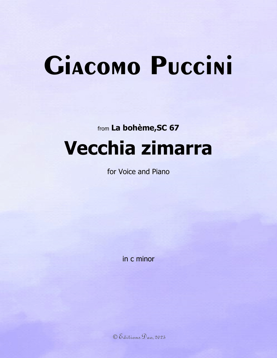 Vecchia zimarra, by Giacomo Puccini, in c minor Piano, Vocal scores gallery preview page 1