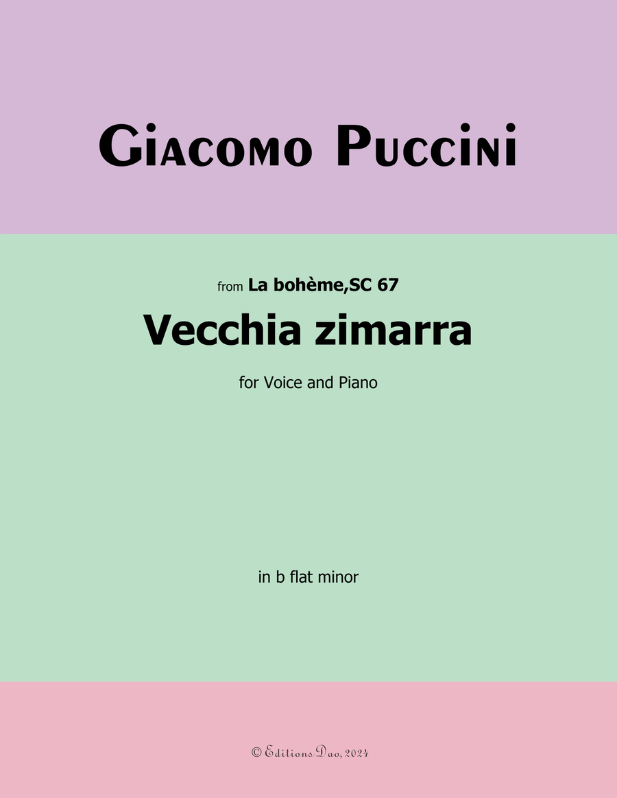 Vecchia zimarra, by Giacomo Puccini, in b flat minor Piano, Vocal scores gallery preview page 1
