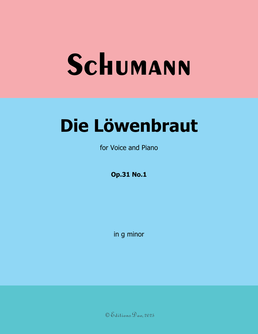Die Lowenbraut, by Schumann, Op.31 No.1, in g minor Piano, Vocal scores gallery preview page 1