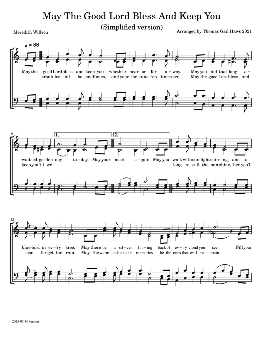 May The Good Lord Bless And Keep You 4-Part scores gallery preview page 1