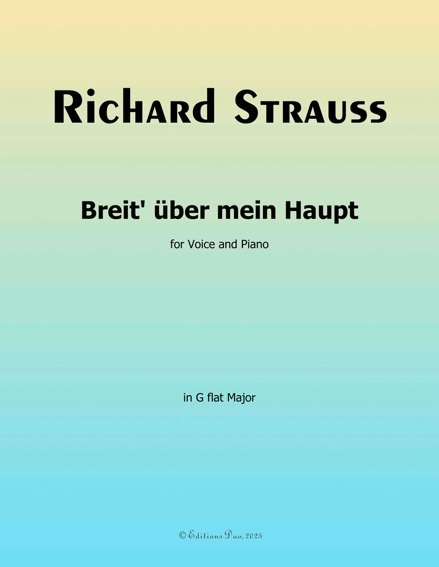 Breit uber mein Haupt, by Richard Strauss, Op.19 No.2, in G flat Major Piano, Vocal scores gallery preview page 1