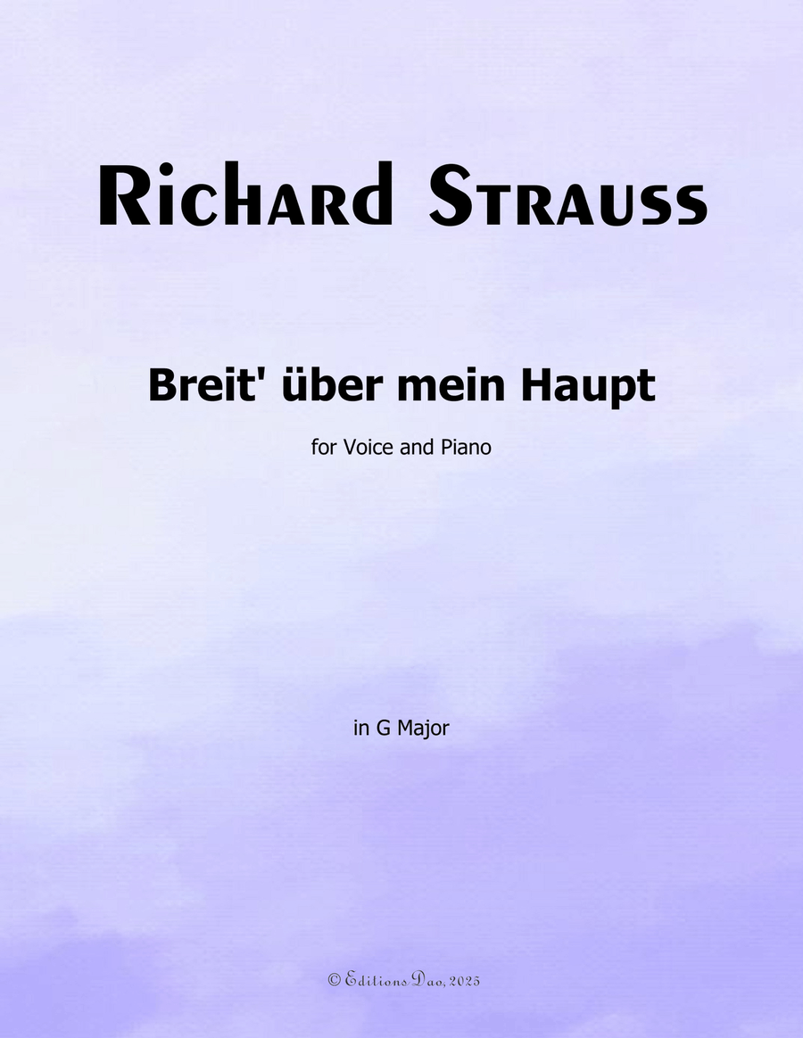 Breit uber mein Haupt, by Richard Strauss, Op.19 No.2, in G Major Piano, Vocal scores gallery preview page 1