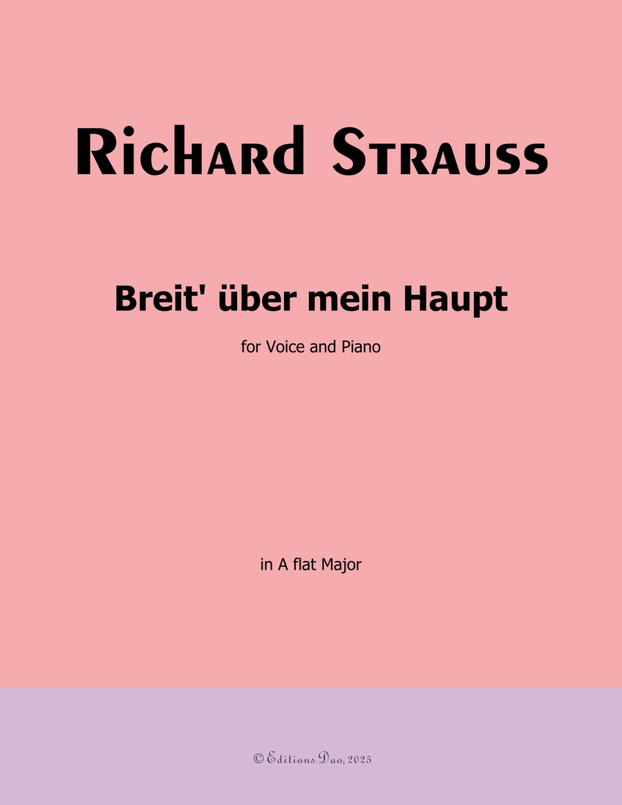 Breit uber mein Haupt, by Richard Strauss, Op.19 No.2, in A flat Major Piano, Vocal scores gallery preview page 1