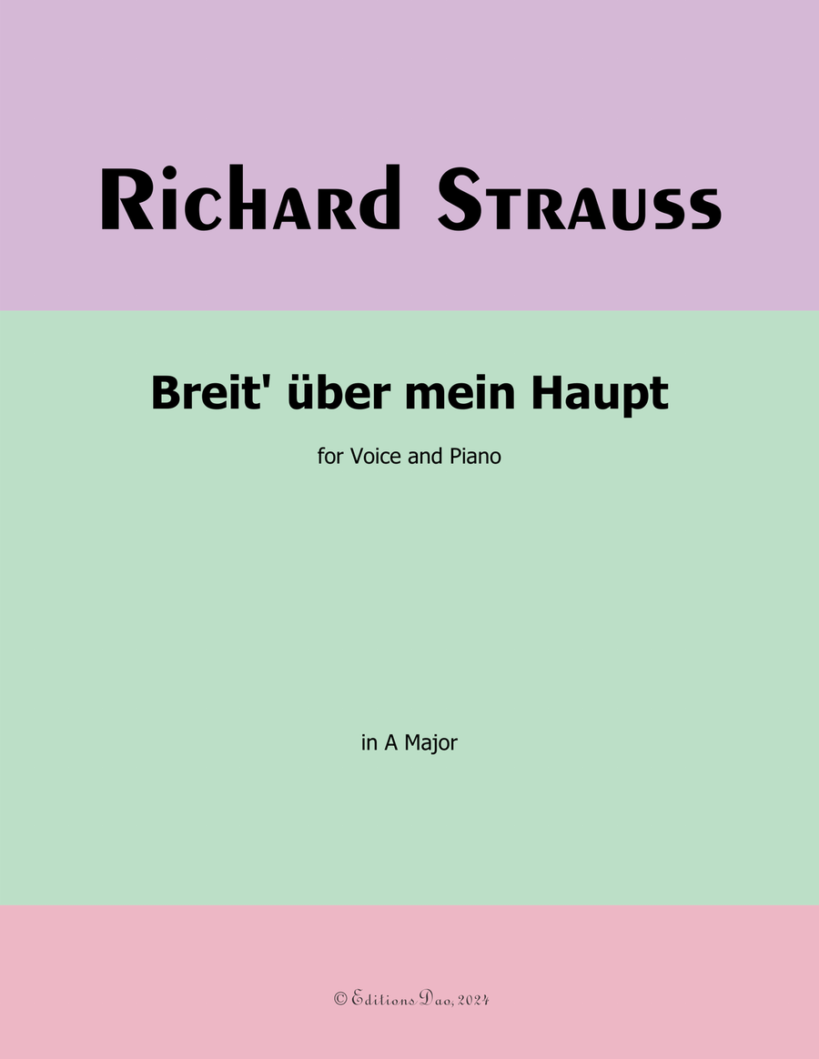 Breit uber mein Haupt, by Richard Strauss, Op.19 No.2, in A Major Piano, Vocal scores gallery preview page 1