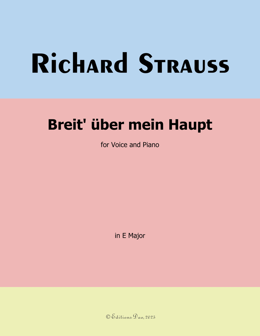 Breit uber mein Haupt, by Richard Strauss, Op.19 No.2, in E Major Piano, Vocal scores gallery preview page 1