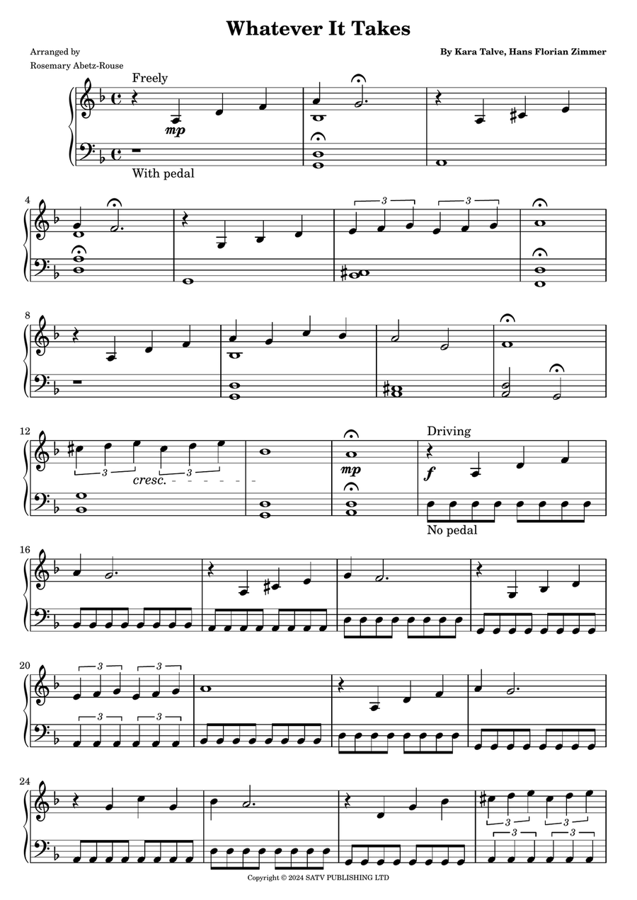 Whatever It Takes Easy Piano scores gallery preview page 1