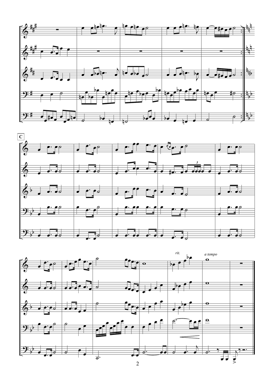 BRIDAL CHORUS from Lohengrin Brass Quintet scores gallery preview page 2