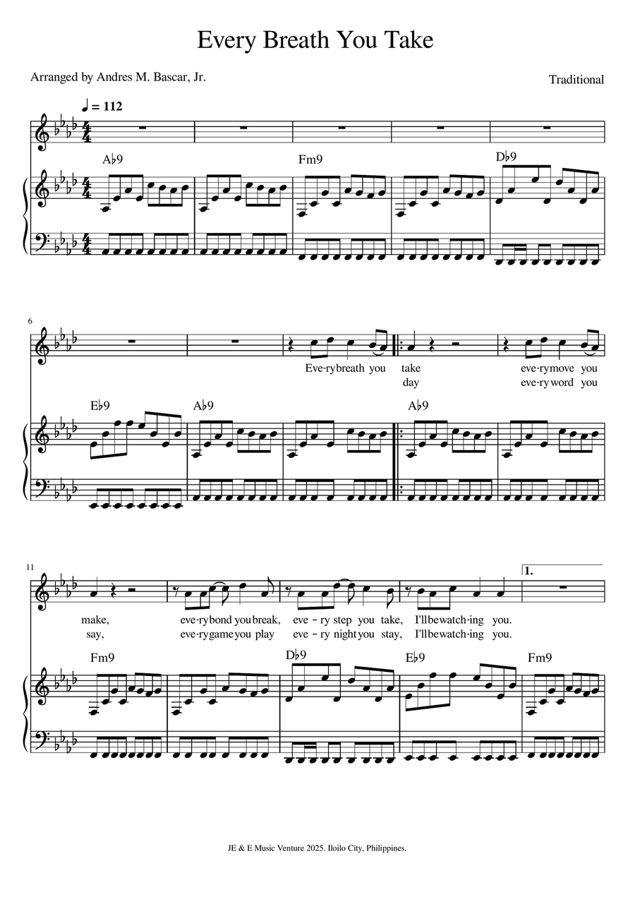 Every Breath You Take Every Breath You Take A Cappella scores gallery preview page 1