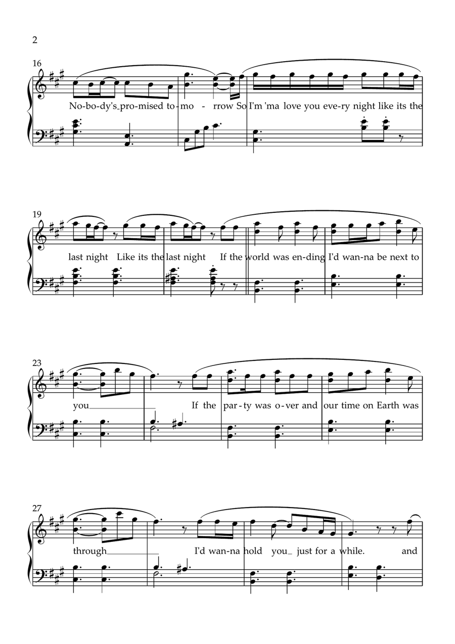 Die With A Smile Die With A Smile Piano Solo scores gallery preview page 2