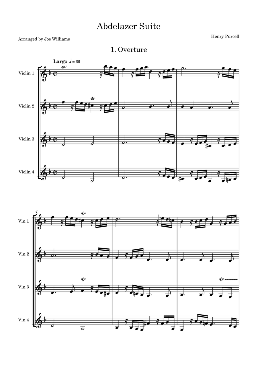 Abdelazer Suite Abdelazer Suite String Quartet scores gallery preview page 1
