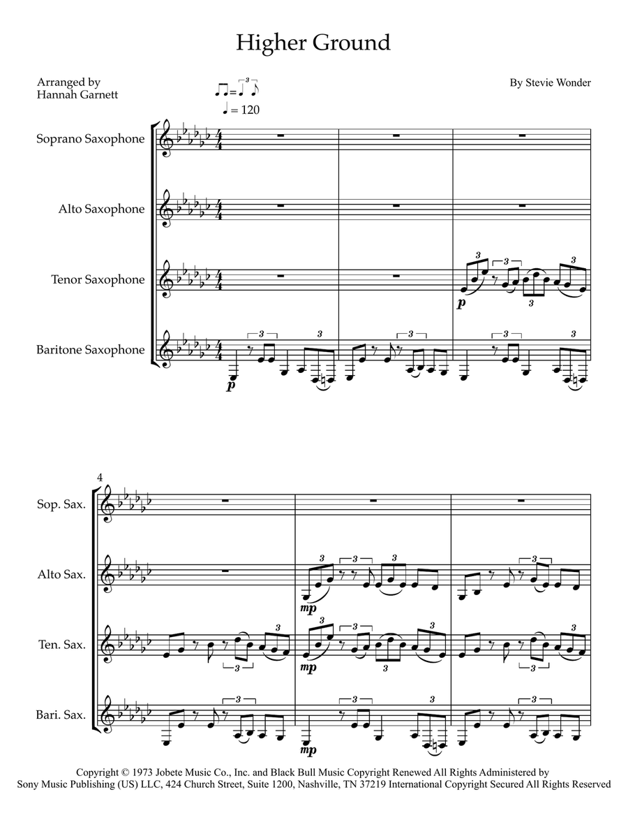 Higher Ground Higher Ground Saxophone Quartet scores gallery preview page 1