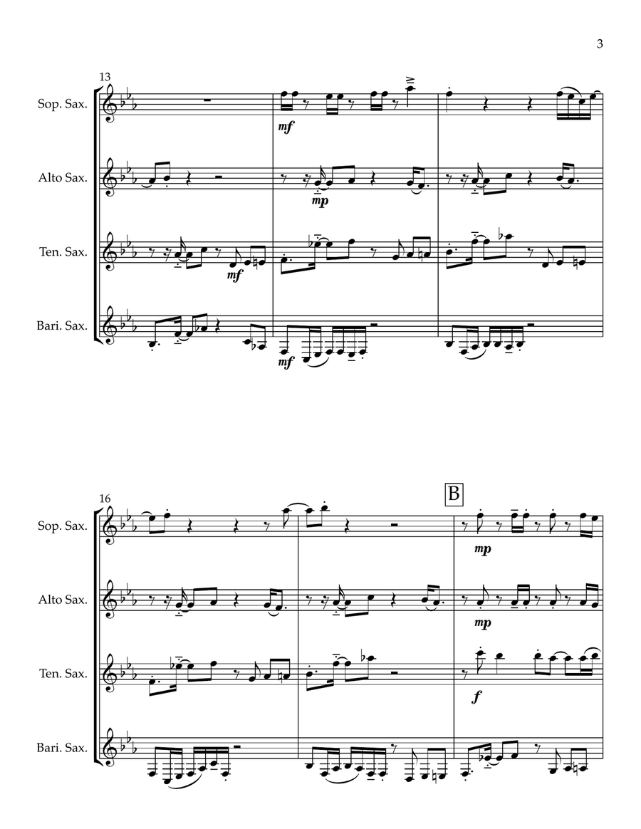 Chameleon Chameleon Saxophone Quartet scores gallery preview page 3