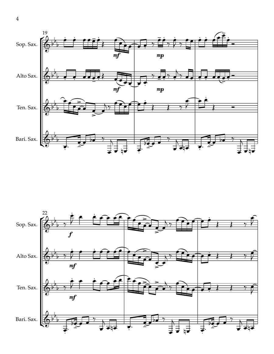 Chameleon Chameleon Saxophone Quartet scores gallery preview page 4