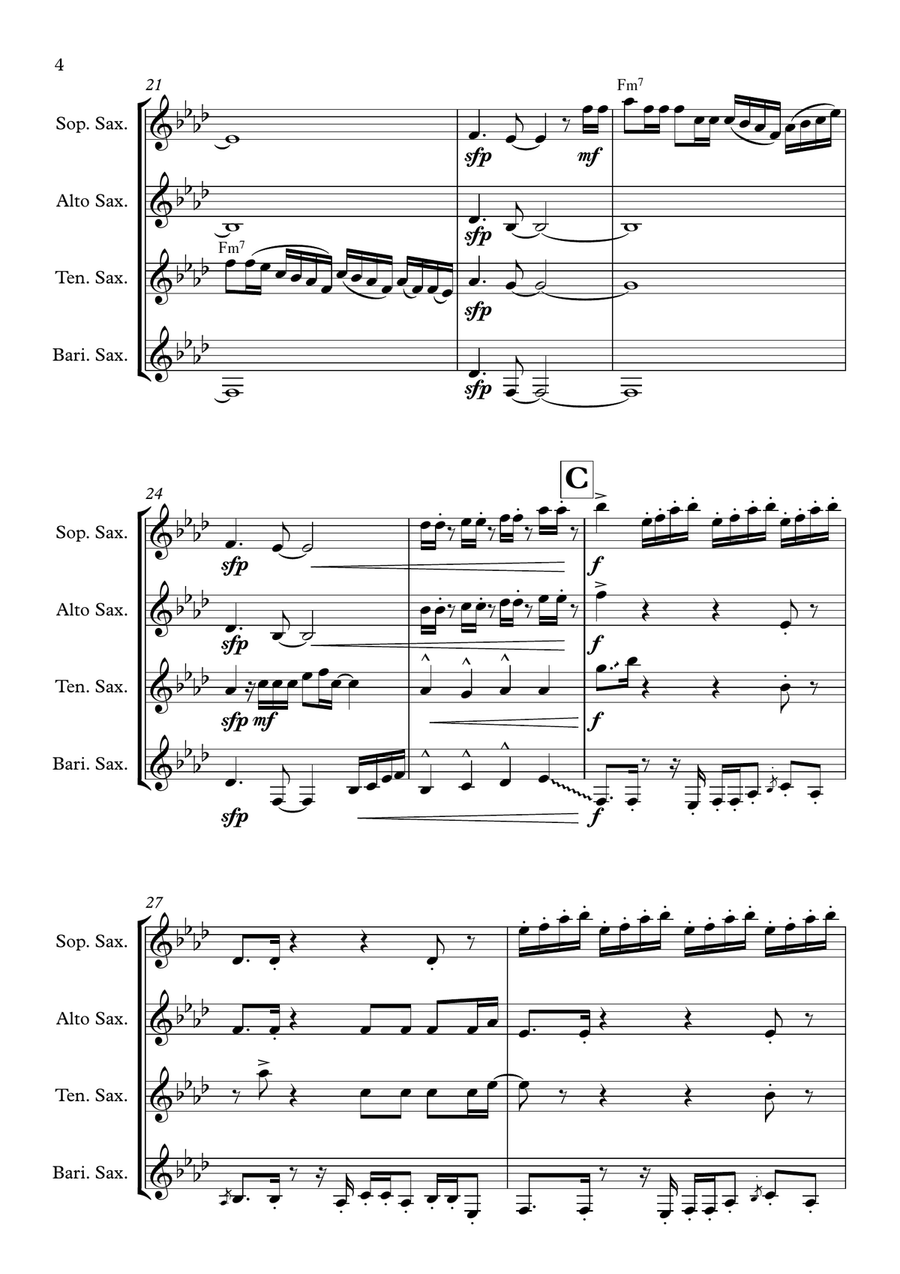 24k Magic 24k Magic Saxophone Quartet scores gallery preview page 4