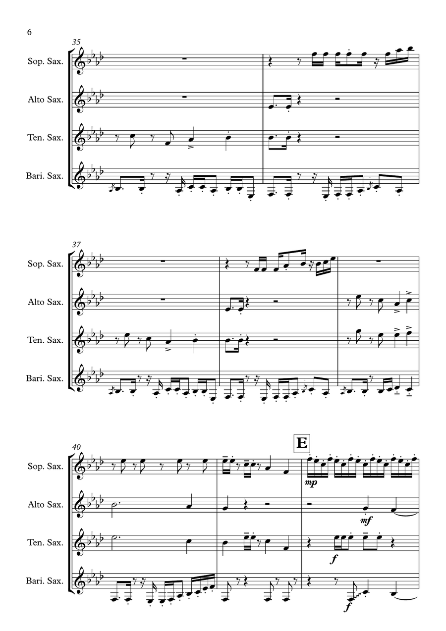 24k Magic 24k Magic Saxophone Quartet scores gallery preview page 6