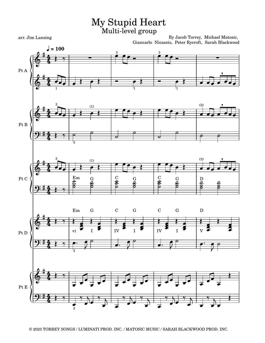 My Stupid Heart Small Ensemble scores gallery preview page 2