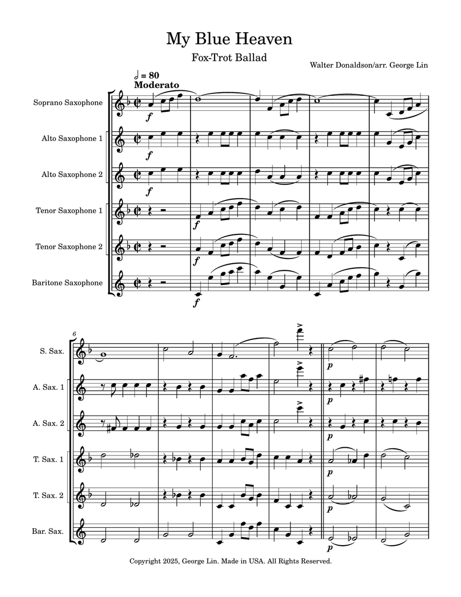 My Blue Heaven My Blue Heaven Woodwind Ensemble scores gallery preview page 1