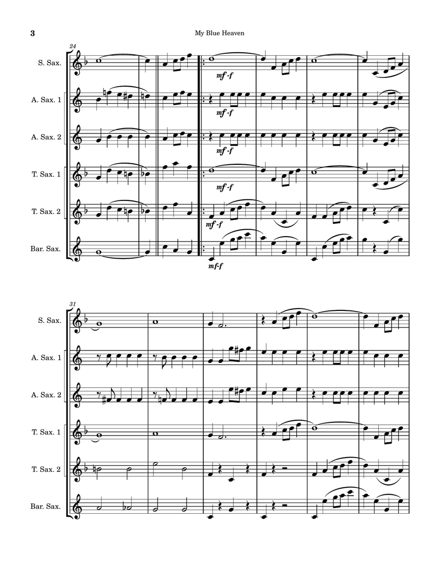 My Blue Heaven My Blue Heaven Woodwind Ensemble scores gallery preview page 3