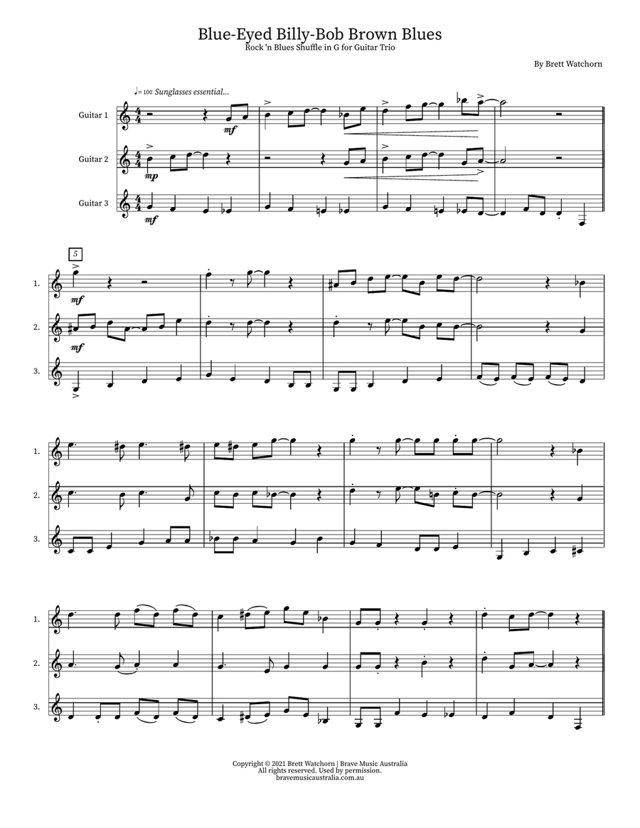 Blue-Eyed Billy-Bob Brown Blues Small Ensemble scores gallery preview page 1