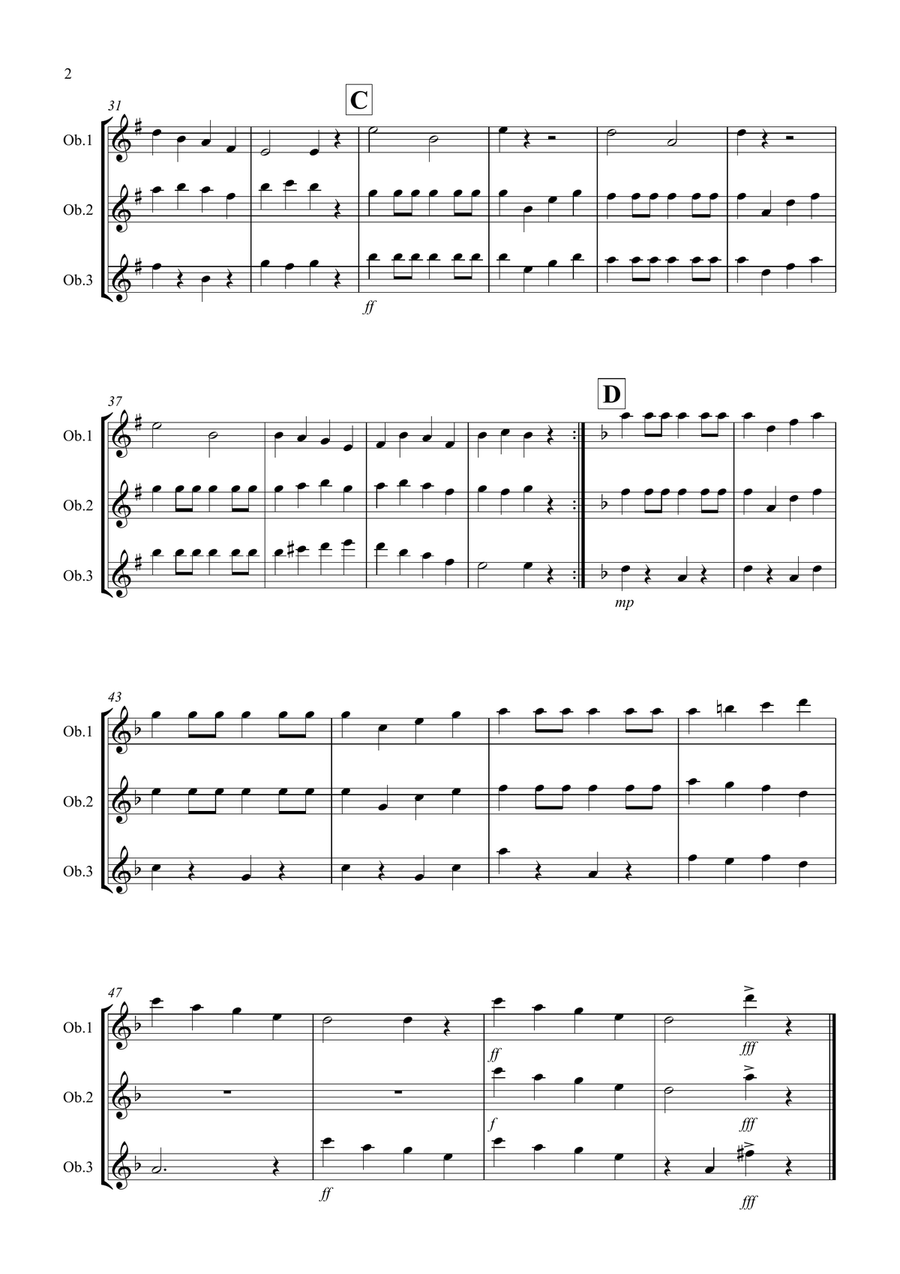 Drunken Sailor for Oboe Trio Woodwind Trio scores gallery preview page 2