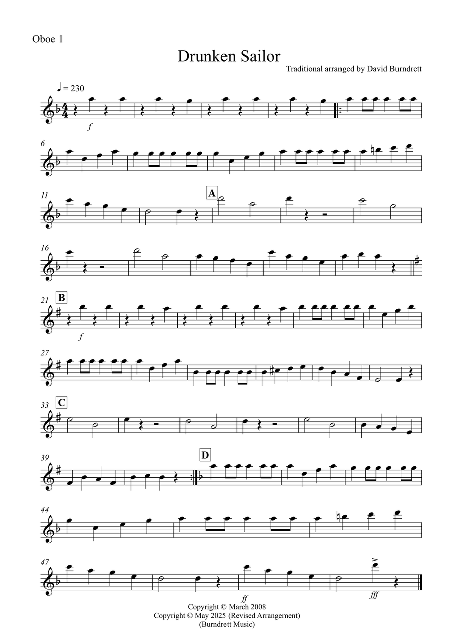 Drunken Sailor for Oboe Trio Woodwind Trio scores gallery preview page 3