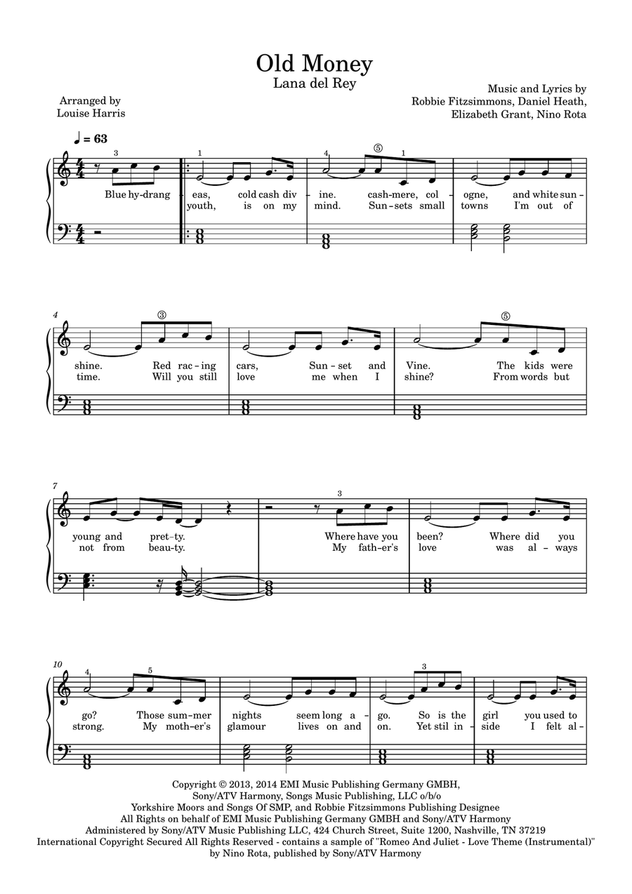 Old Money Old Money Easy Piano scores gallery preview page 1