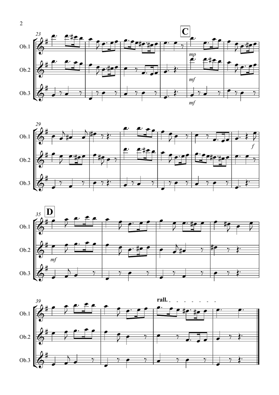 Greensleeves for Oboe Trio Woodwind Trio scores gallery preview page 2