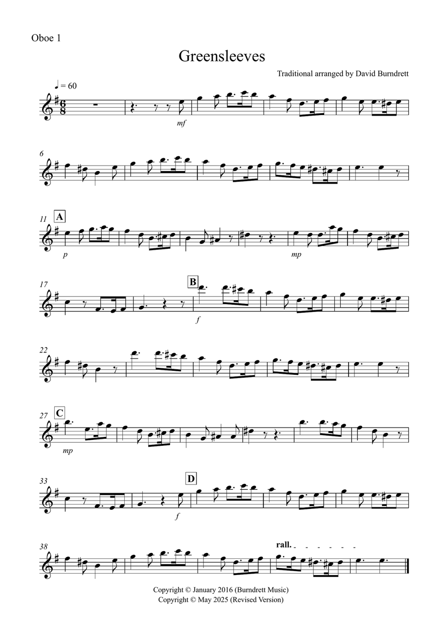 Greensleeves for Oboe Trio Woodwind Trio scores gallery preview page 3