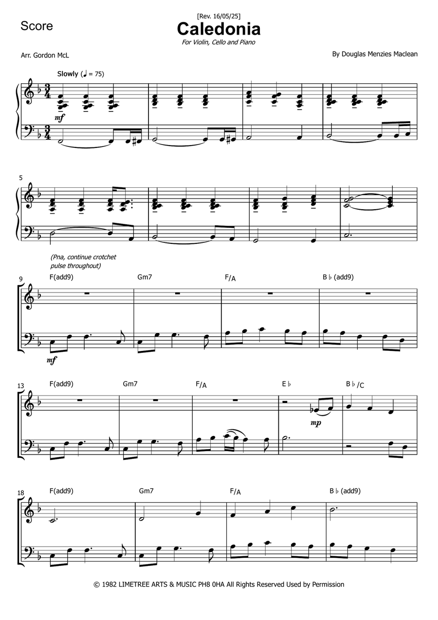 Caledonia - Score Only Caledonia - Score Only Piano Trio scores gallery preview page 1