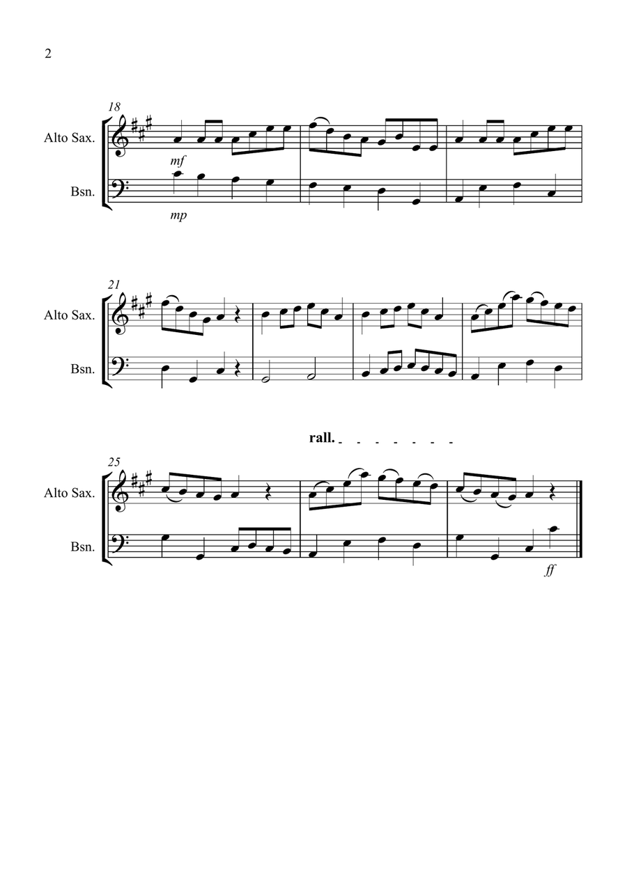 Early One Morning for Alto Saxophone and Bassoon Duet Woodwind Duet scores gallery preview page 2