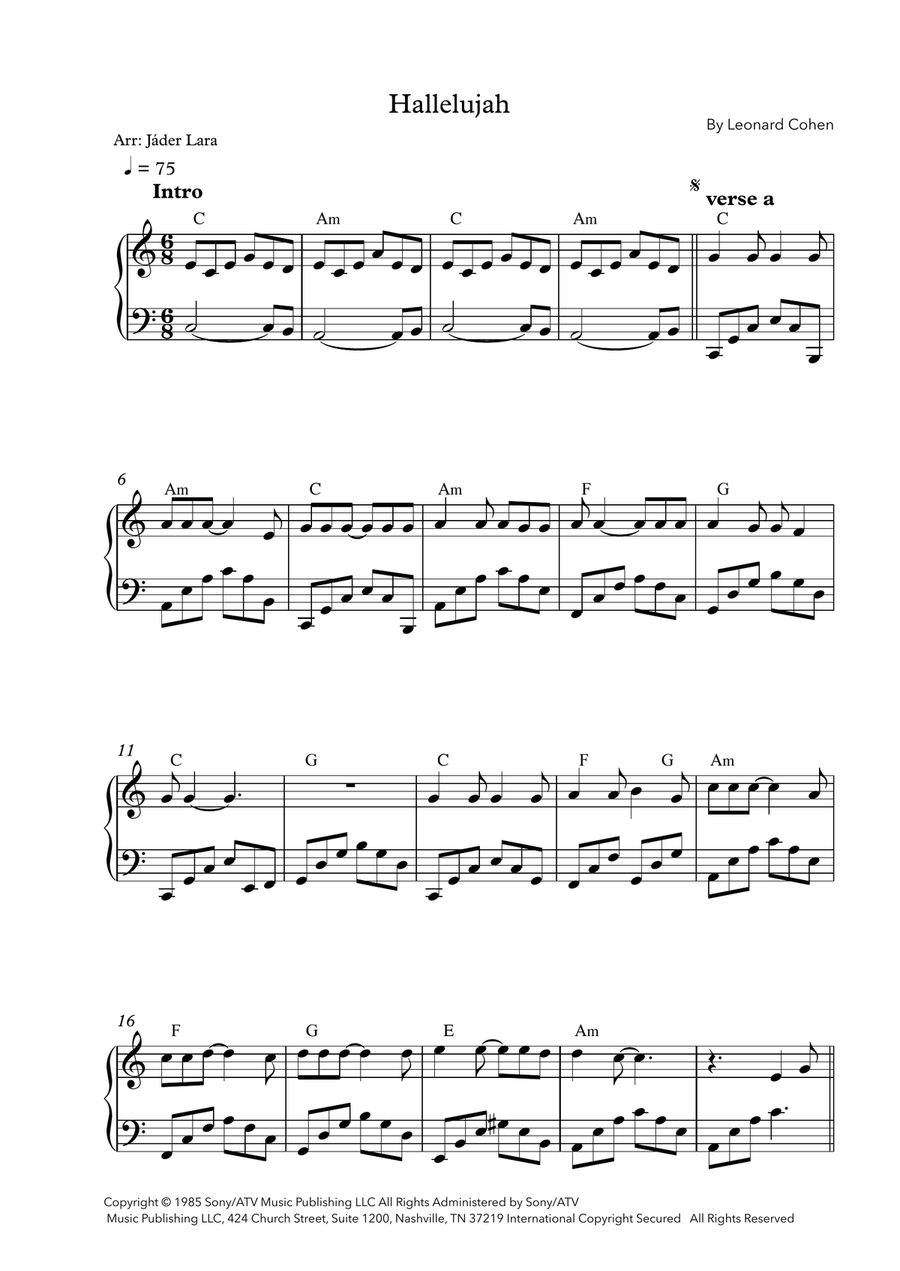 Hallelujah Hallelujah Easy Piano scores gallery preview page 1