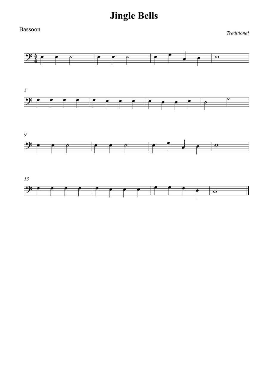 Jingle Bells Jingle Bells Bassoon Solo scores gallery preview page 1