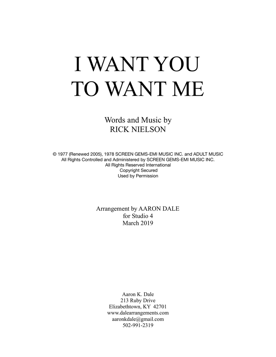 I Want You To Want Me I Want You To Want Me TTBB scores gallery preview page 1