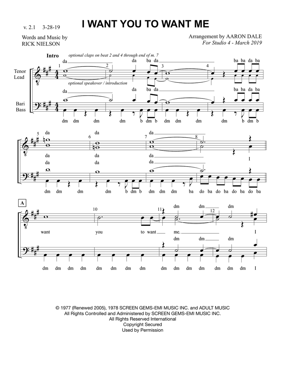 I Want You To Want Me I Want You To Want Me TTBB scores gallery preview page 2