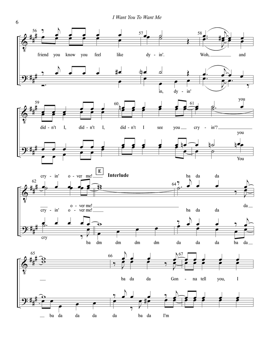I Want You To Want Me I Want You To Want Me TTBB scores gallery preview page 6