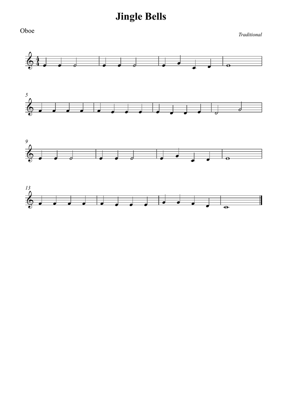 Jingle Bells Jingle Bells Oboe Solo scores gallery preview page 1