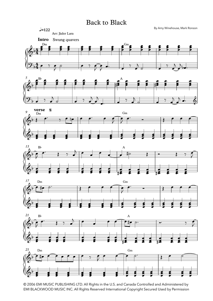 Back To Black Back To Black Show Choir scores gallery preview page 1