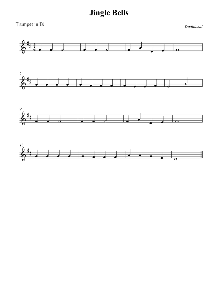 Jingle Bells B-Flat Trumpet scores gallery preview page 1