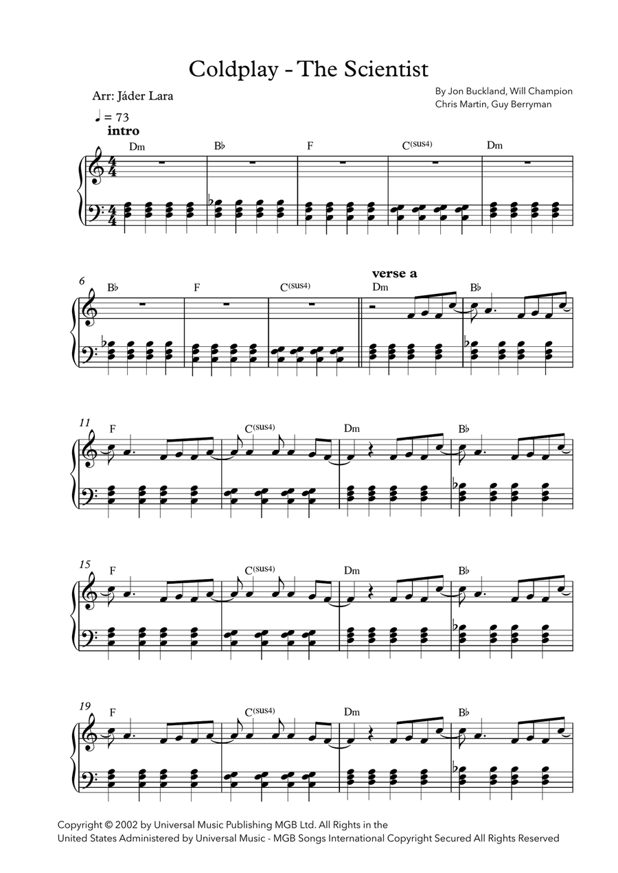 The Scientist The Scientist Easy Piano scores gallery preview page 1