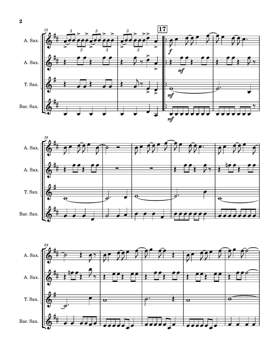 Call Me Saxophone Quartet scores gallery preview page 3