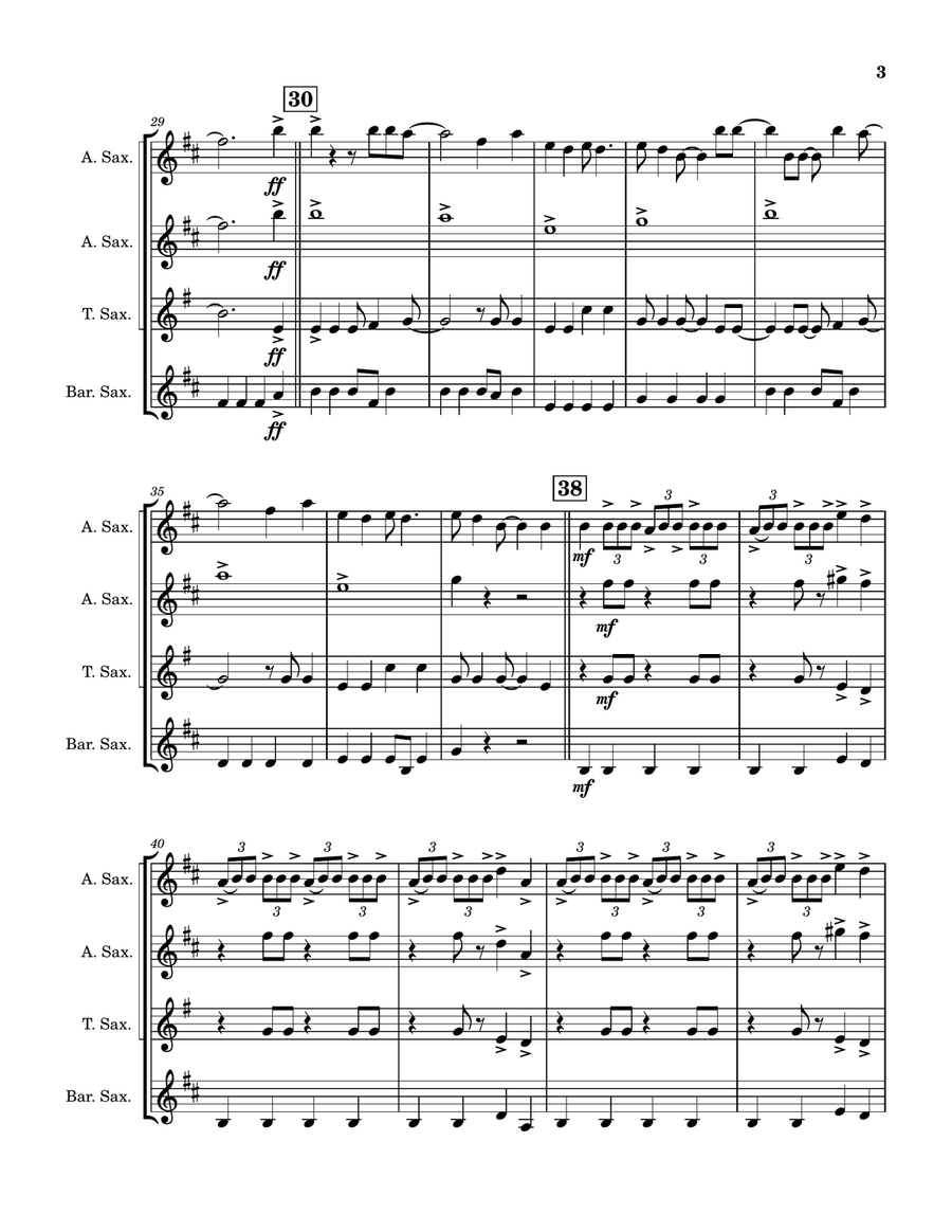 Call Me Saxophone Quartet scores gallery preview page 4