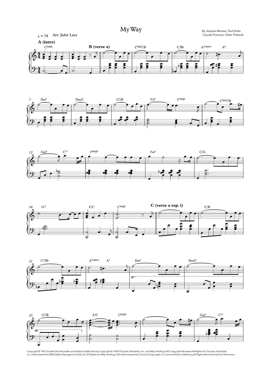 My Way Piano Solo scores gallery preview page 1