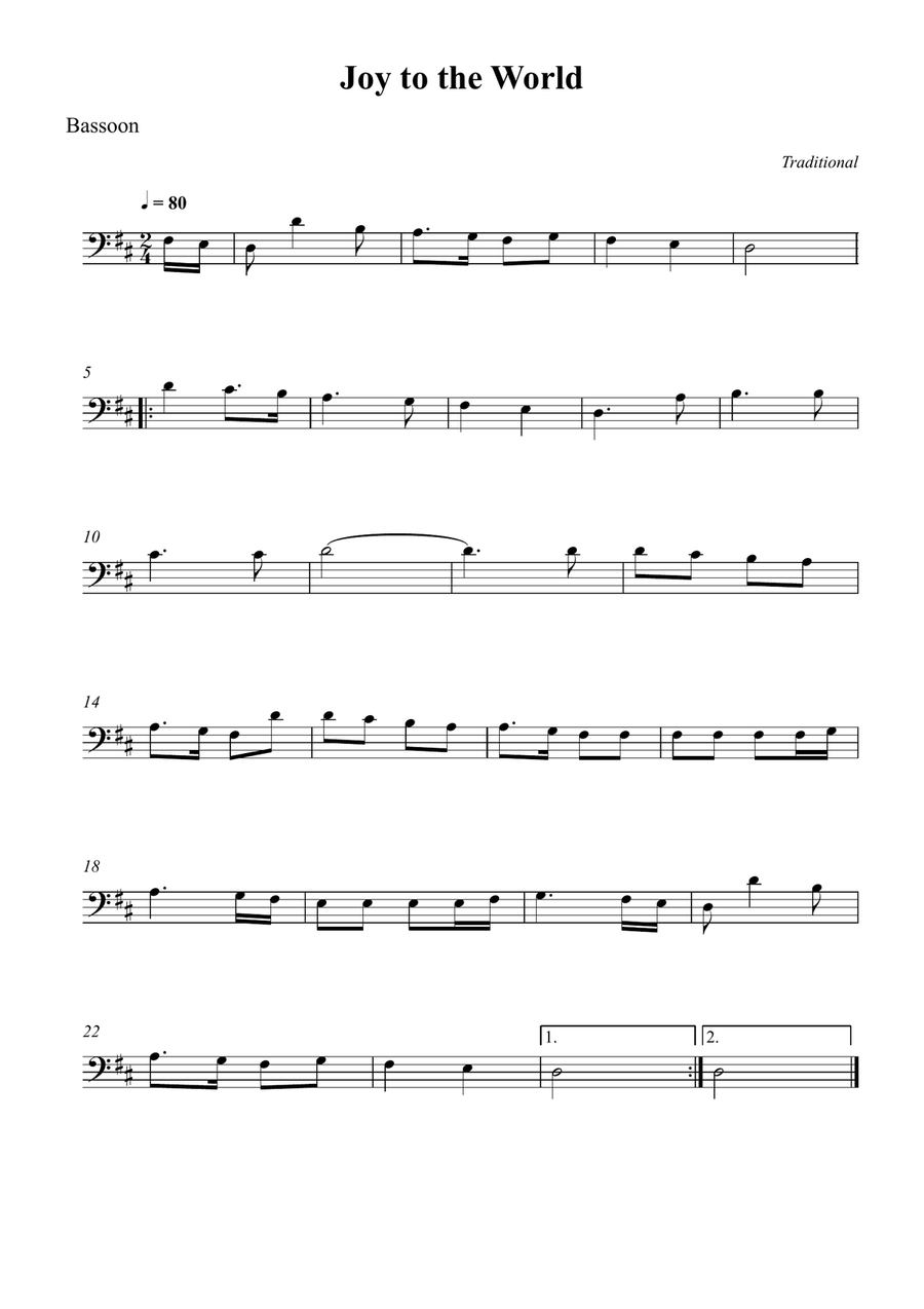 Joy to the World Joy to the World Bassoon Solo scores gallery preview page 1