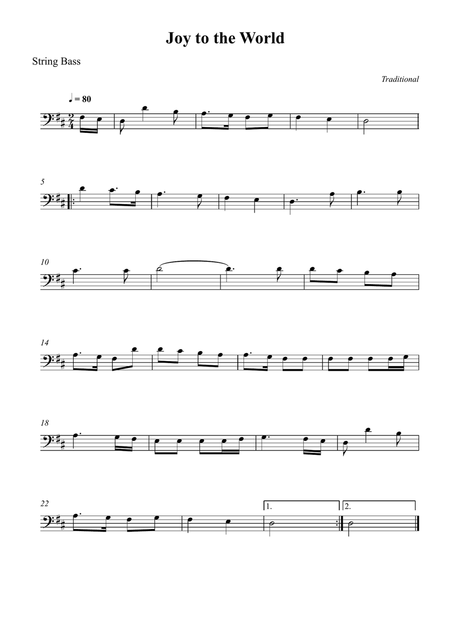 Joy to the World Joy to the World Double Bass scores gallery preview page 1